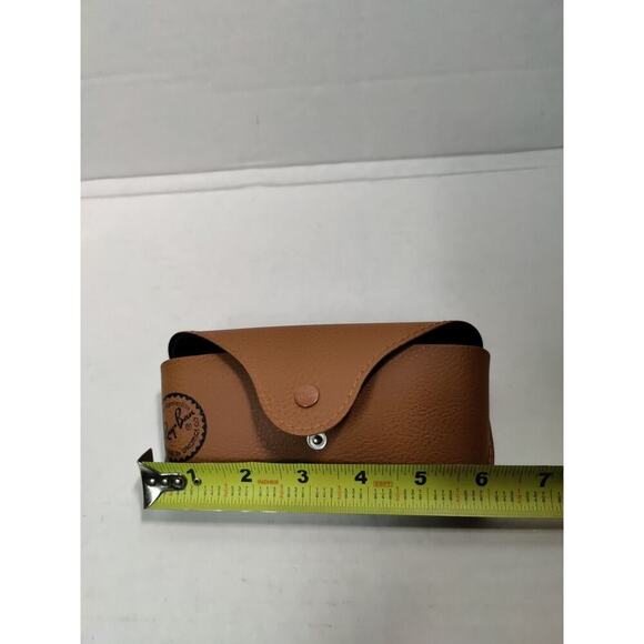Ray Ban Brown Leather Case only No cleaning cloth PRE OWNED Black Logo - Picture 11 of 13
